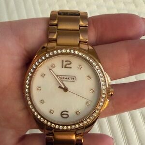Coach Gold-Tone Watch with Crystal Bezel